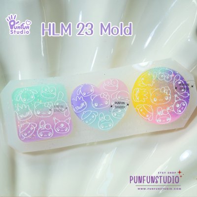 HLM 23 Cutie Kitty and Friends Mold / Hologram Mold / Thickness 4 mm / Use with Epoxy resin / Silicone Mold