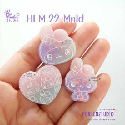 HLM 22 Cutie Rabbit / Kitty / Hologram Mold / Thickness 4 mm / Use with Epoxy resin / Silicone Mold