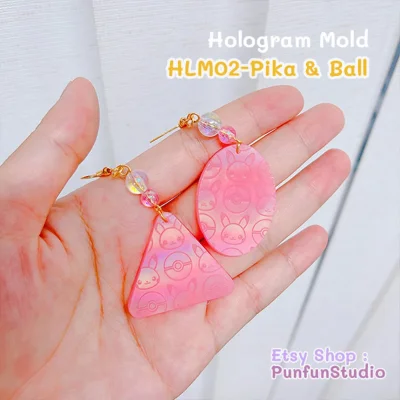 HLM 02 - Pika & Ball / Hologram Mold / Use with Epoxy resin / Silicone Mold