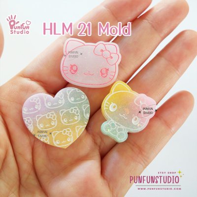 HLM 21 Cutie Kitty / Hologram Mold / Thickness 4 mm / Use with Epoxy resin / Silicone Mold