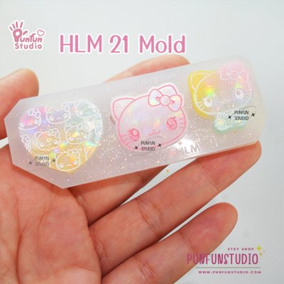 HLM 21 Cutie Kitty / Hologram Mold / Thickness 4 mm / Use with Epoxy resin / Silicone Mold