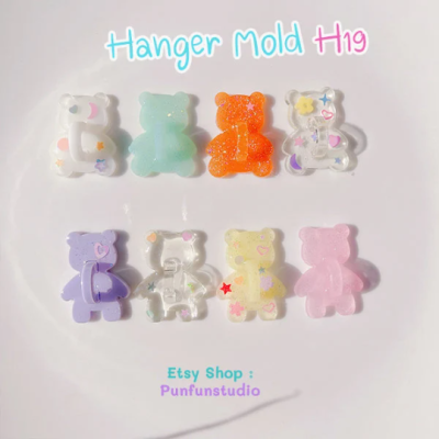 H 19 Hanger Mold / Sitting Bear & Standing Bear / Silicone Mold / UV Resin Mold