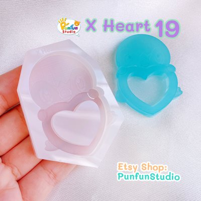 X Heart 19 Pip / Pokemold / Silicone Mold / Shaker Mold