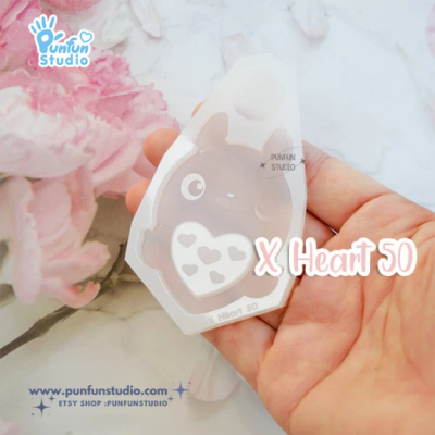 X Heart 50 / Cute Owl-raccoon Mold / Toto / Silicone Mold / Shaker Mold