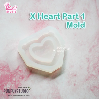 X Heart Part 1 Mold / Part Mold / Pokemold / Silicone Mold
