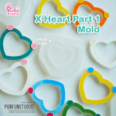 X Heart Part 1 Mold / Part Mold / Pokemold / Silicone Mold