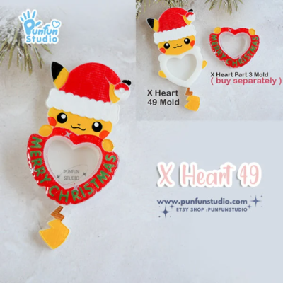 X Heart 49 Santa Pika Mold / Pokemold / Silicone Mold / Shaker Mold