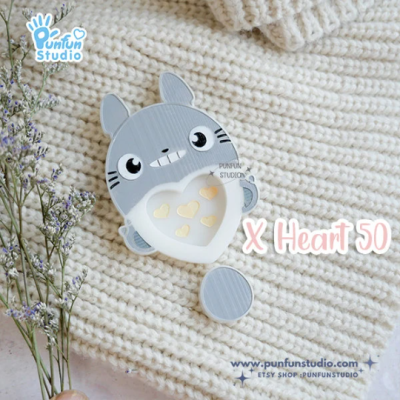 X Heart 50 / Cute Owl-raccoon Mold / Toto / Silicone Mold / Shaker Mold