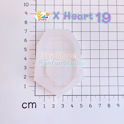 X Heart 19 Pip / Pokemold / Silicone Mold / Shaker Mold