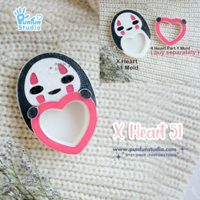 No face spirited  heart Shaker Mold 