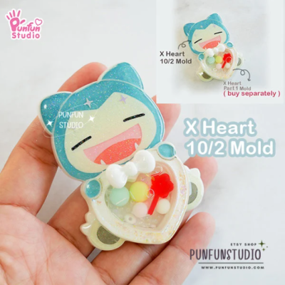 X Heart 01/2 - 12/2 Mold Set / 12 Molds / Free 5 X Heart Part 1 Molds + 3 CSM X Heart Molds / Pokemold / Silicone Mold / Shaker Mold