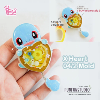 X Heart 01/2 - 12/2 Mold Set / 12 Molds / Free 5 X Heart Part 1 Molds + 3 CSM X Heart Molds / Pokemold / Silicone Mold / Shaker Mold
