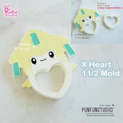 X Heart 01/2 - 12/2 Mold Set / 12 Molds / Free 5 X Heart Part 1 Molds + 3 CSM X Heart Molds / Pokemold / Silicone Mold / Shaker Mold