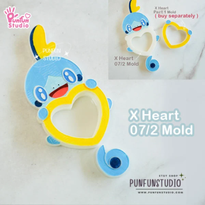 X Heart 01/2 - 12/2 Mold Set / 12 Molds / Free 5 X Heart Part 1 Molds + 3 CSM X Heart Molds / Pokemold / Silicone Mold / Shaker Mold