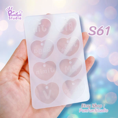 S61 BTS Heart Name Mold / K-POP / Silicone Mold / UV resin mold