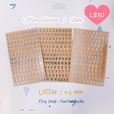 Letter Sticker  A - Z  Letter 4.5 mm Silver