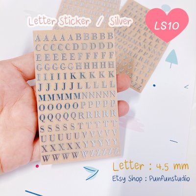 Letter Sticker  A - Z  Letter 4.5 mm Silver