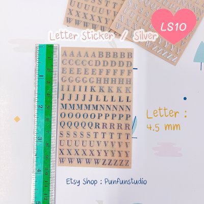 Letter Sticker  A - Z  Letter 4.5 mm Silver