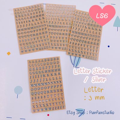Letter Sticker A - Z Letter 3mm Silver