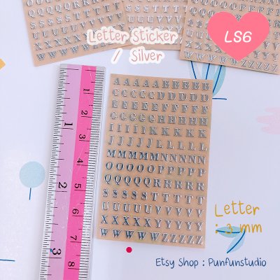 Letter Sticker A - Z Letter 3mm Silver