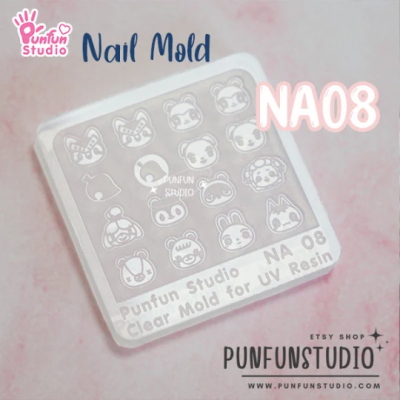 NA 08 Animal Crossing / Nail Decoration Mold / Clear Mold for UV Resin / Thickness 0.3 - 0.5 mm / Silicone Mold