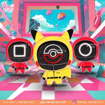 PAM 326 Pika Cos Squid Game Guard Mold / Poke Ball Mask Guard / Limited mold only 25 pieces / Painting Anime Mold / Silicone Mold