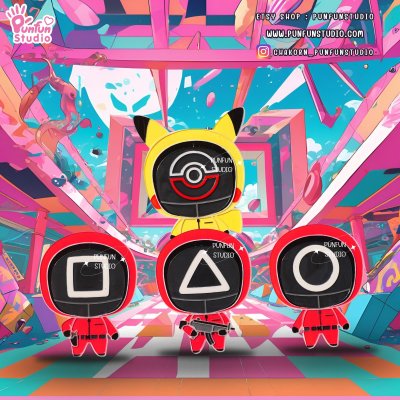 PAM 326 Pika Cos Squid Game Guard Mold / Poke Ball Mask Guard / Limited mold only 25 pieces / Painting Anime Mold / Silicone Mold