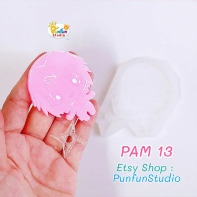 PAM 13 Saku Ninja Mold / + Shuriken / Painting Anime Mold / Silicone Mold