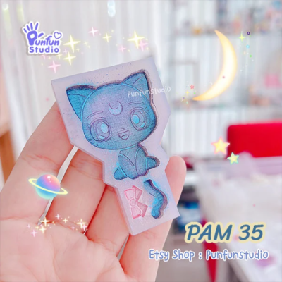 PAM 35 Luna Cat Mold / Sailor / Painting Anime Mold / Silicone Mold