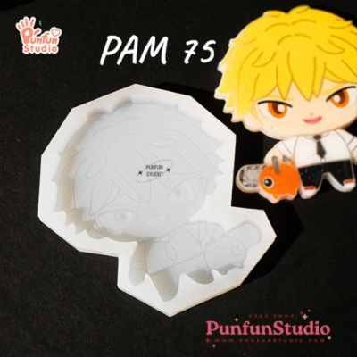 PAM 75 Den & Pochi Mold / Chainsaw / Painting Anime Mold / Silicone Mold