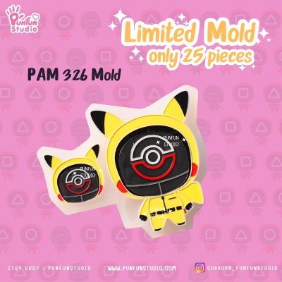 PAM 326 Pika Cos Squid Game Guard Mold / Poke Ball Mask Guard / Limited mold only 25 pieces / Painting Anime Mold / Silicone Mold