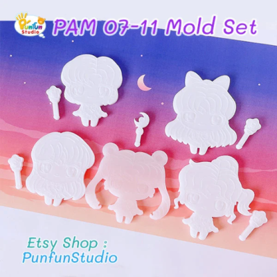 PAM 07 - 11 Inner Senshi Mold / Sailor / Set 5 Pieces / Painting Anime Mold / Silicone Mold