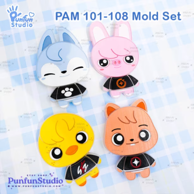 PAM 101-108 SK Animal Mold Set / K-POP / 8 Molds + GM05 / Painting Anime Mold / Silicone Mold