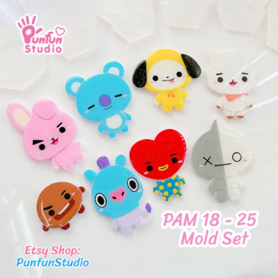PAM 18 - 25 BT Animal Mold Set / K-POP / Painting Anime Mold / Silicone Mold