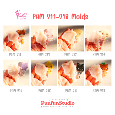 PAM 211-218 AT Animal Mold Set / K-POP / 8 Molds / Painting Anime Mold / Silicone Mold