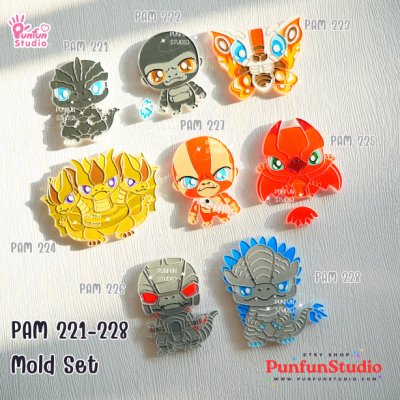PAM 221-228 Godzilla x Kong Mold Set / 8 Molds + Free 2 Molds / Monsterverse / Painting Anime Mold / Silicone Mold