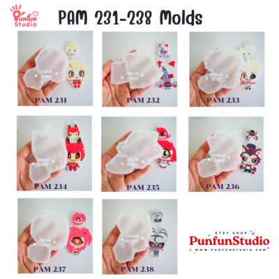 PAM 231 - 238 Demon Hotel Mold Set / Hazbin / Free Special Mold PAM 239 / Painting Anime Mold / Silicone Mold