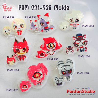 PAM 231 - 238 Demon Hotel Mold Set / Hazbin / Free Special Mold PAM 239 / Painting Anime Mold / Silicone Mold