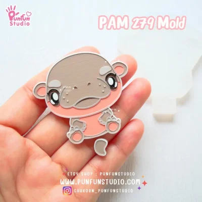 PAM 279 Thai pygmy hippopotamus Mold / Painting Anime Mold / Painted Resin / Silicone Mold