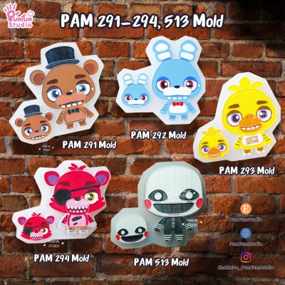 PAM 291-294, 513 / Five Night / Painting Anime Mold / Silicone Mold