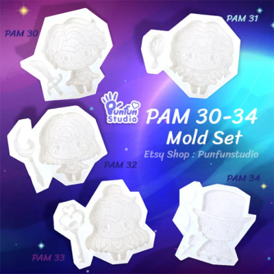 PAM 30 - 34 Outer Senshi & Tuxedo Mold  / Sailor / Set 5 Pieces / Painting Anime Mold / Silicone Mold