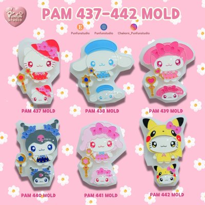 PAM 437-442 Cutie Kitty & Friends Mold / Painting Anime Mold / Kawaii Mold / Silicone Mold
