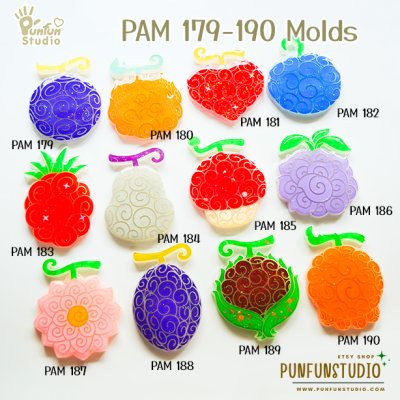 PAM 179-190 Devil Fruit Mold Set / Pirate Mold / Painting Anime Mold / Silicone Mold