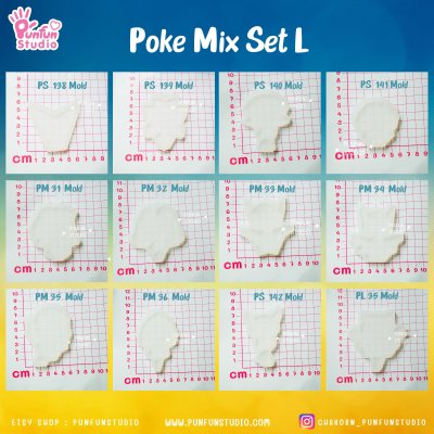 Poke Mix Mold Set L / 12 Molds / Pokemold / Silicone Mold / Epoxy Resin / Food