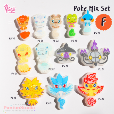 Poke Mix Mold Set F / 12 Molds / Pokemold / Silicone Mold