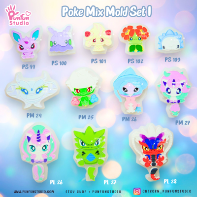 Poke Mix Mold Set I / 12 Molds / Pokemold / Silicone Mold