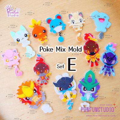 Poke Mix Mold Set E / 12 Molds / Pokemold / Silicone Mold