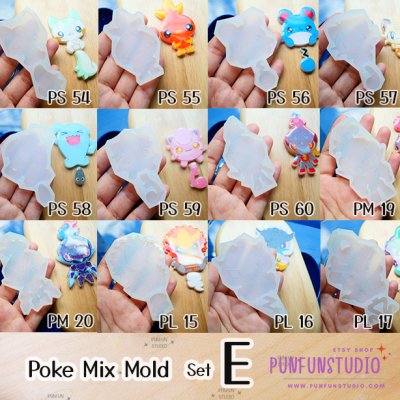 Poke Mix Mold Set E / 12 Molds / Pokemold / Silicone Mold