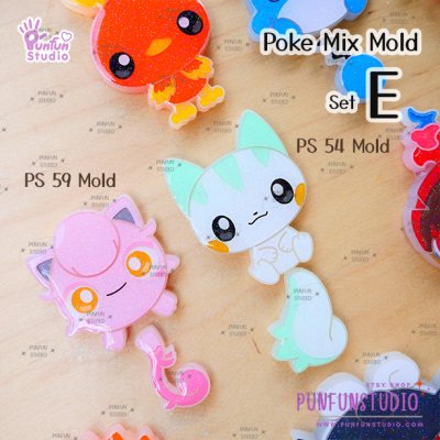 Poke Mix Mold Set E / 12 Molds / Pokemold / Silicone Mold