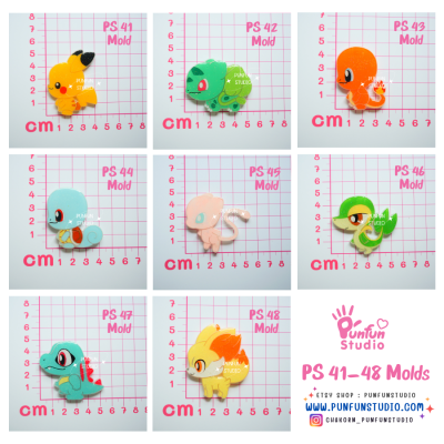 PS 41, 42, 43, 44, 45, 46, 47, 48 Mold / Side view / Pokemold / Silicone Mold